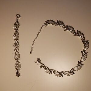 Vintage Sara Coventry Necklace and Bracelet Set | Leaf Design | Silverstone Fini